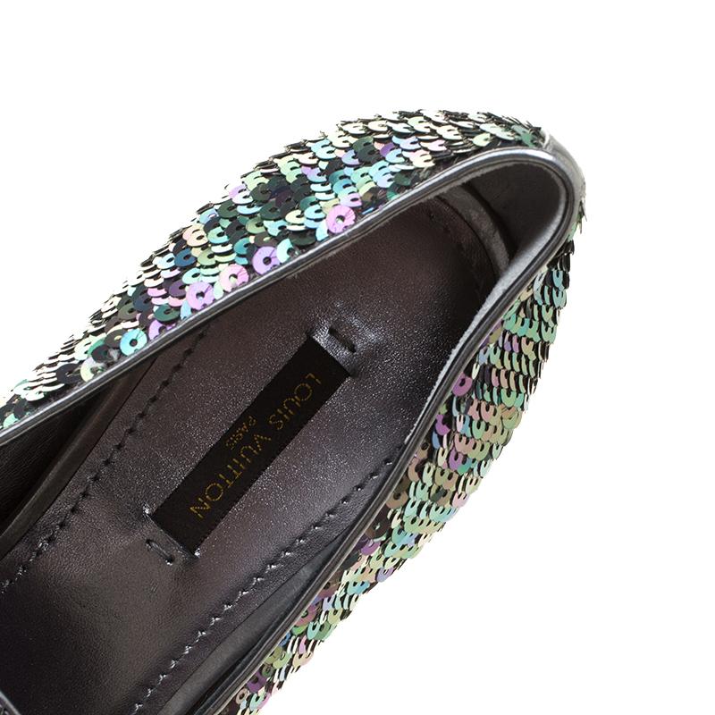 Louis Vuitton Two Tone Sequins Amulet Loafers Size 40 2