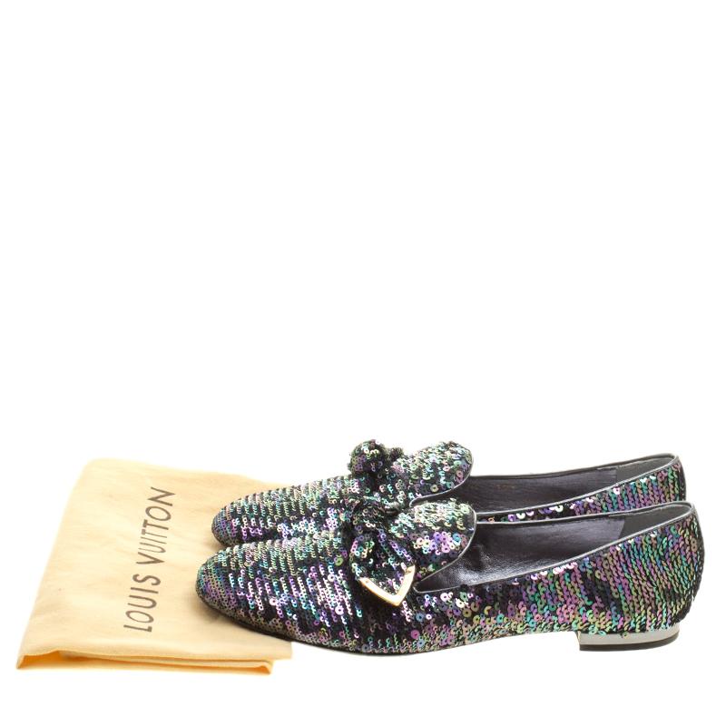 Louis Vuitton Two Tone Sequins Amulet Loafers Size 40 3