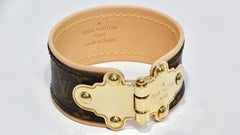 Louis Vuitton Two-Toned Leather Monogram Bracelet With Gold Hardware