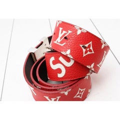 Louis Vuitton Ultra Rare 100/40 LV x Supreme Red Monogram Belt Initials 861349