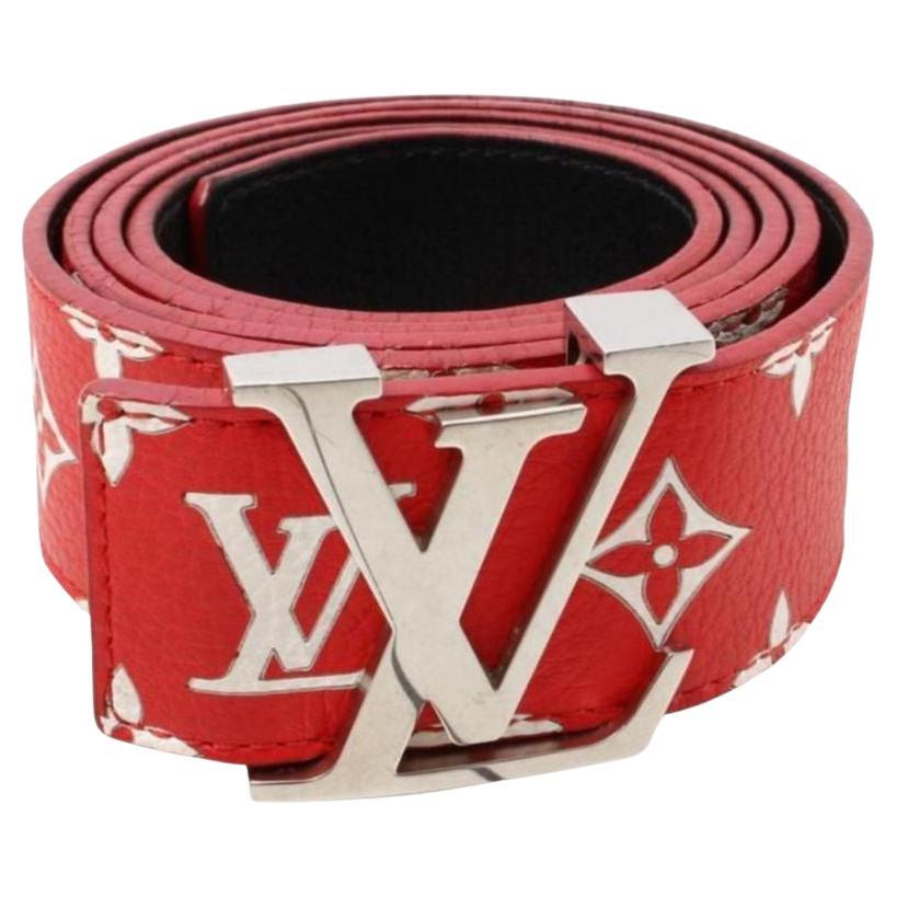 Louis Vuitton Ultra Rare 100/40 LV x Supreme Red Monogram Belt Initials  861349 at 1stDibs