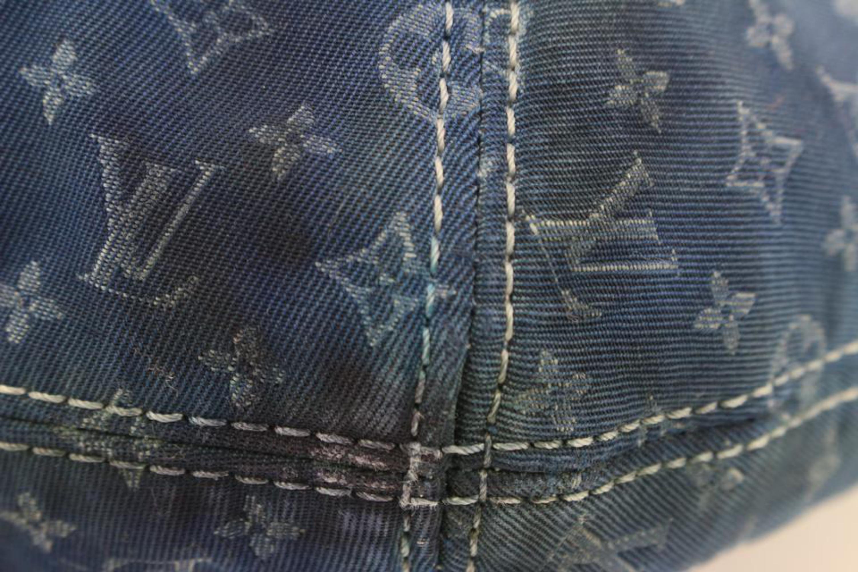 Louis Vuitton Ultra Rare Blue Monogram Mini Lin Romance Hobo Bag 25lk311s
Date Code/Serial Number: AR1170
Made In: France
Measurements: Length:  15.5