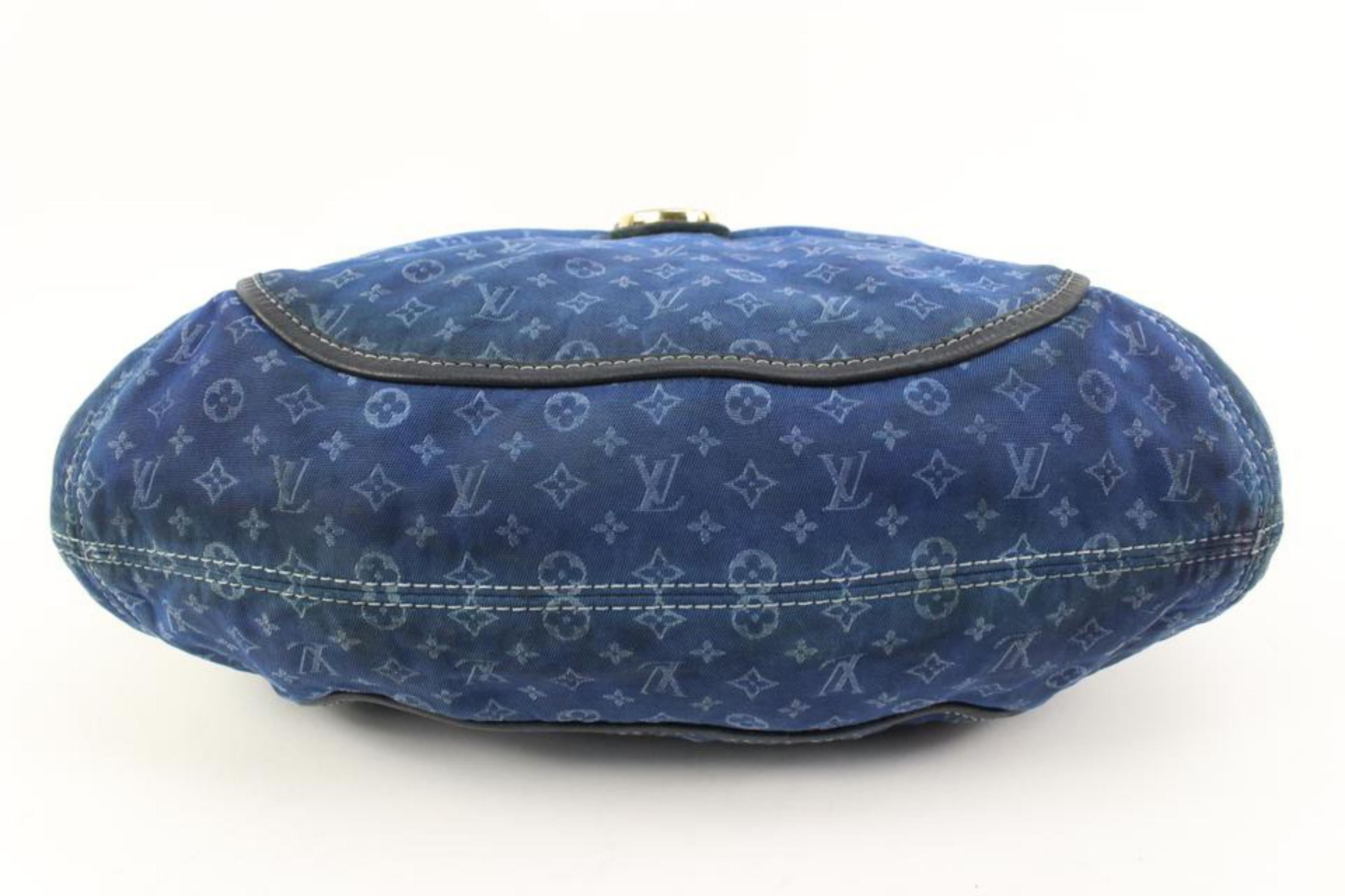 Black Louis Vuitton Ultra Rare Blue Monogram Mini Lin Romance Hobo Bag 25lk311s For Sale