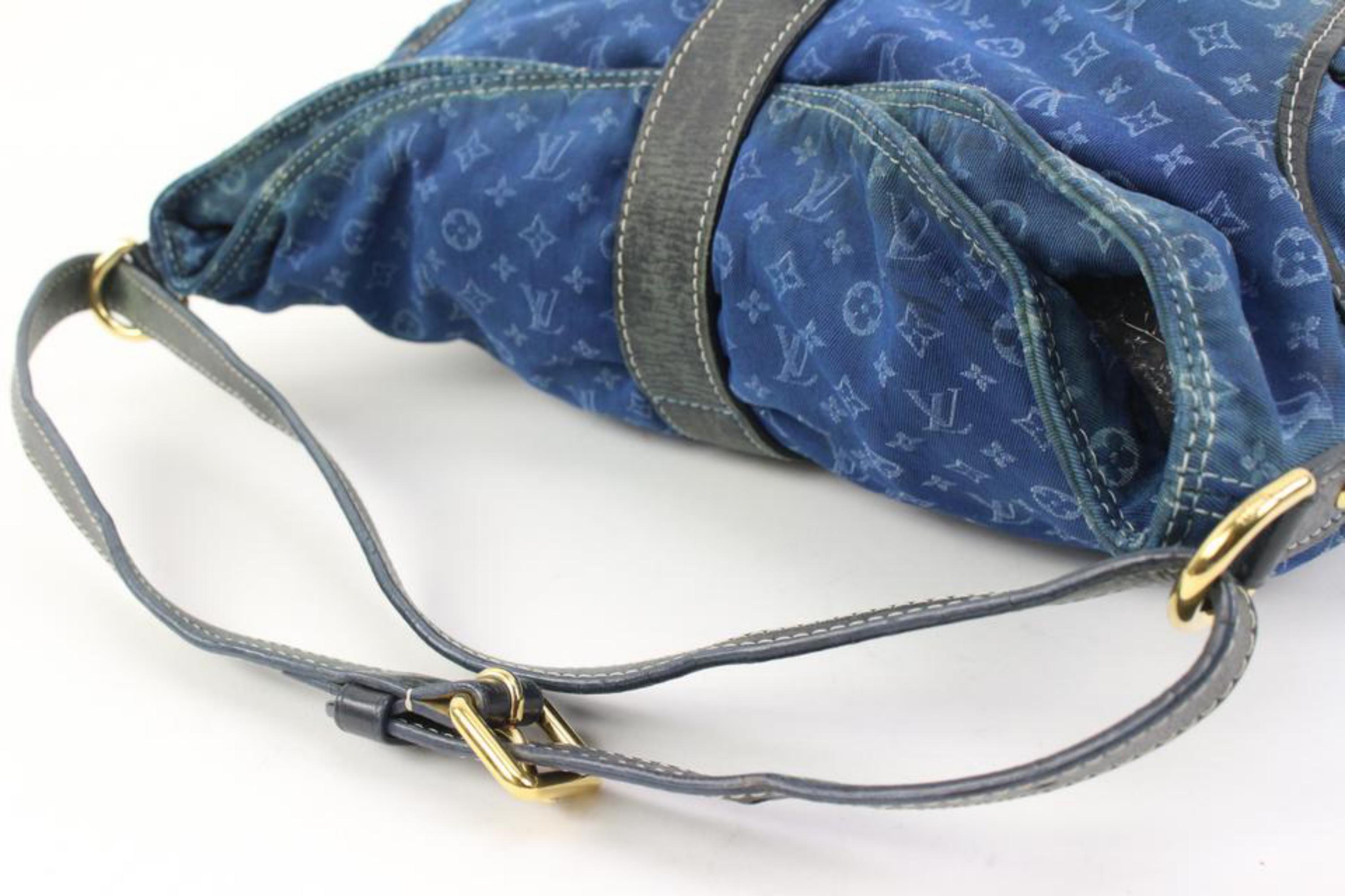 Louis Vuitton Ultra Rare Blue Monogram Mini Lin Romance Hobo Bag 25lk311s For Sale 1