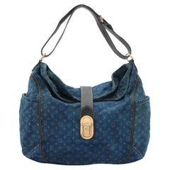 Louis Vuitton Ultra Rare Blue Monogram Mini Lin Romance Hobo Bag 25lk311s