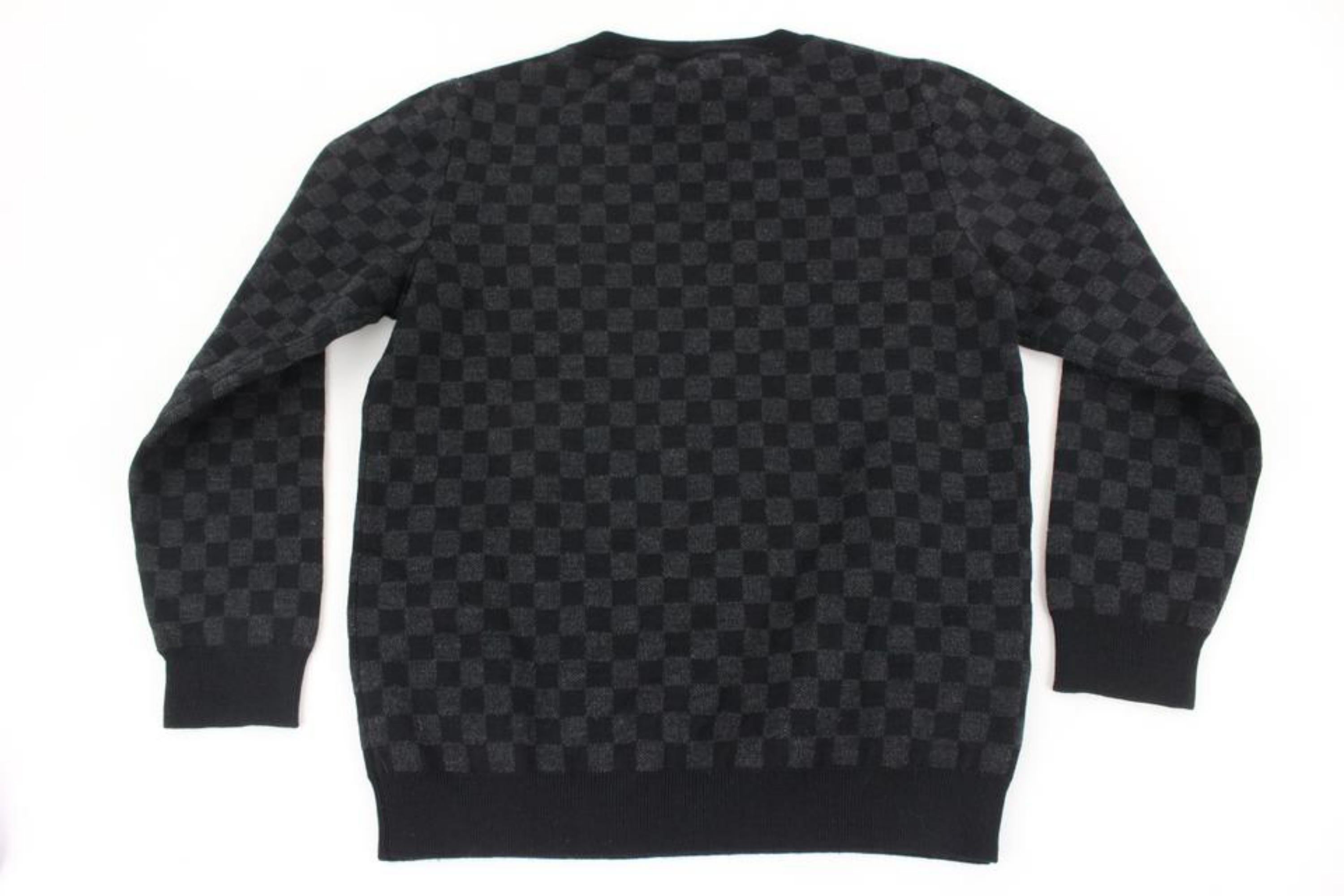 Black Louis Vuitton Ultra Rare Boys Size 8 Damier Graphite Sweater 77lv33s For Sale