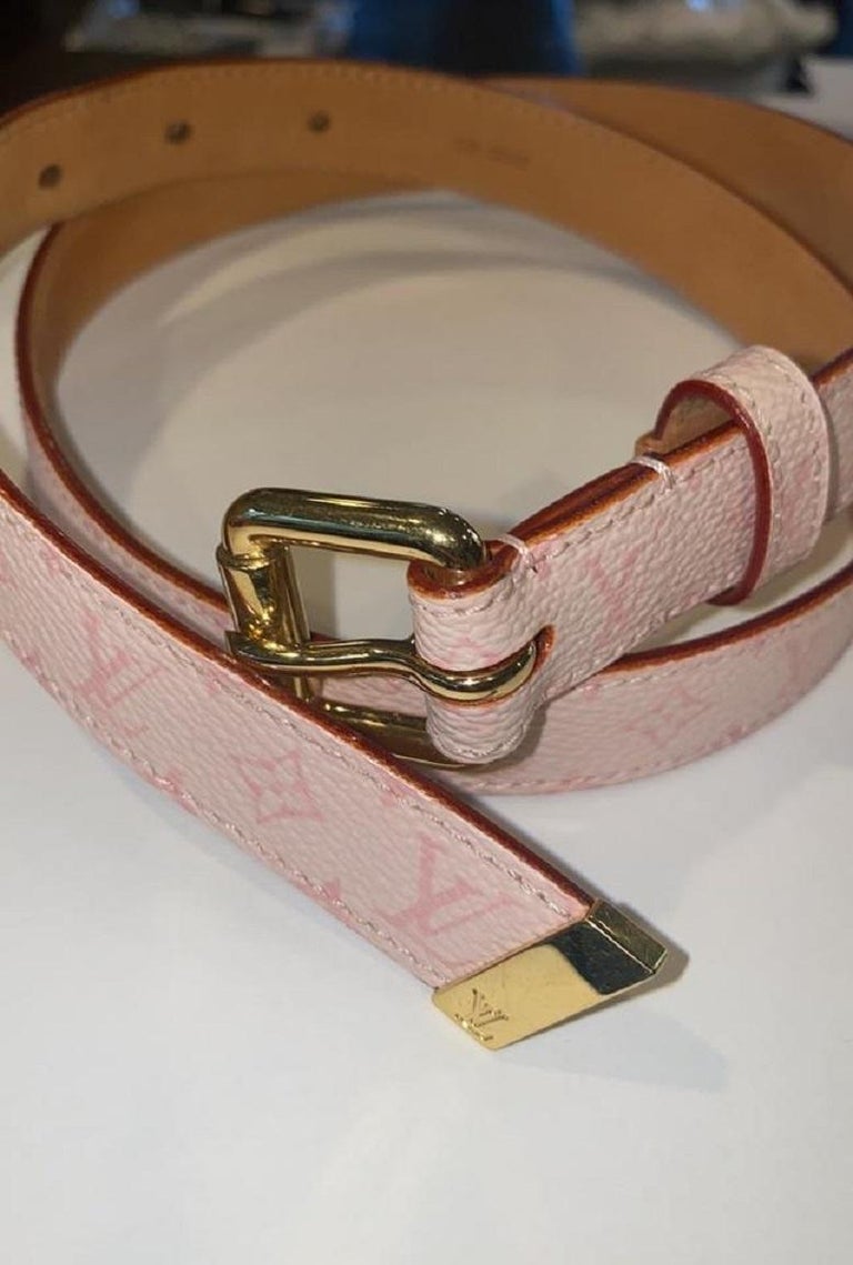 LOUIS VUITTON Fashion Accessories Ribbon motif Thin belt Leather pink