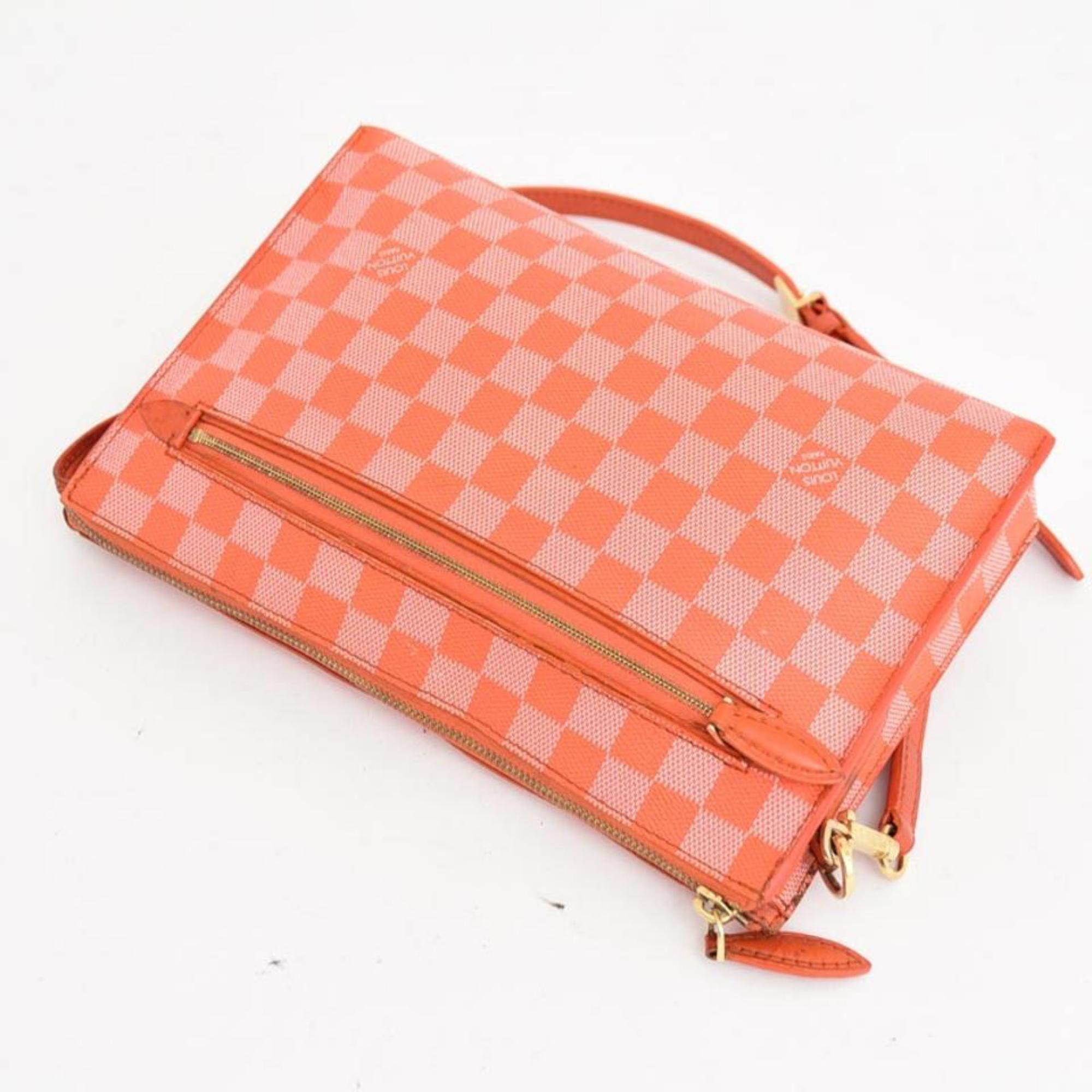 Louis Vuitton (Ultra Rare) Damier Couleur Piment Modul 228733 Orange Coated Canv In Good Condition In Forest Hills, NY