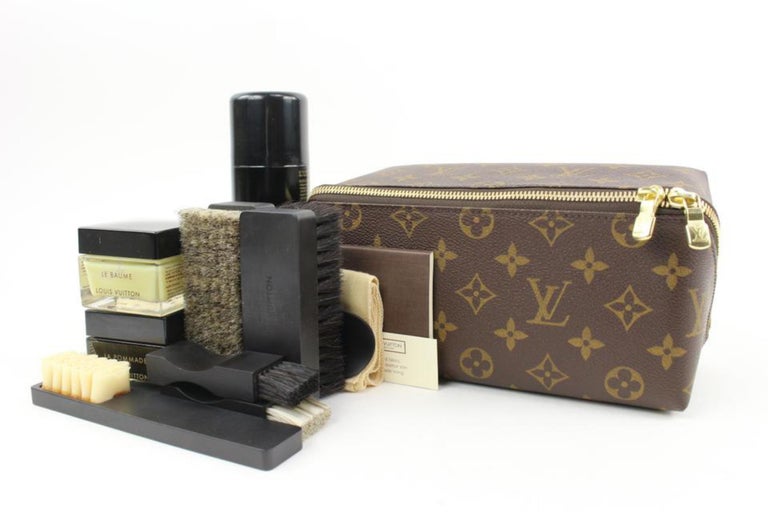 Louis Vuitton Ultra Rare Discontinued Monogram Shoe Care Kit Travel Set  32lk31s at 1stDibs