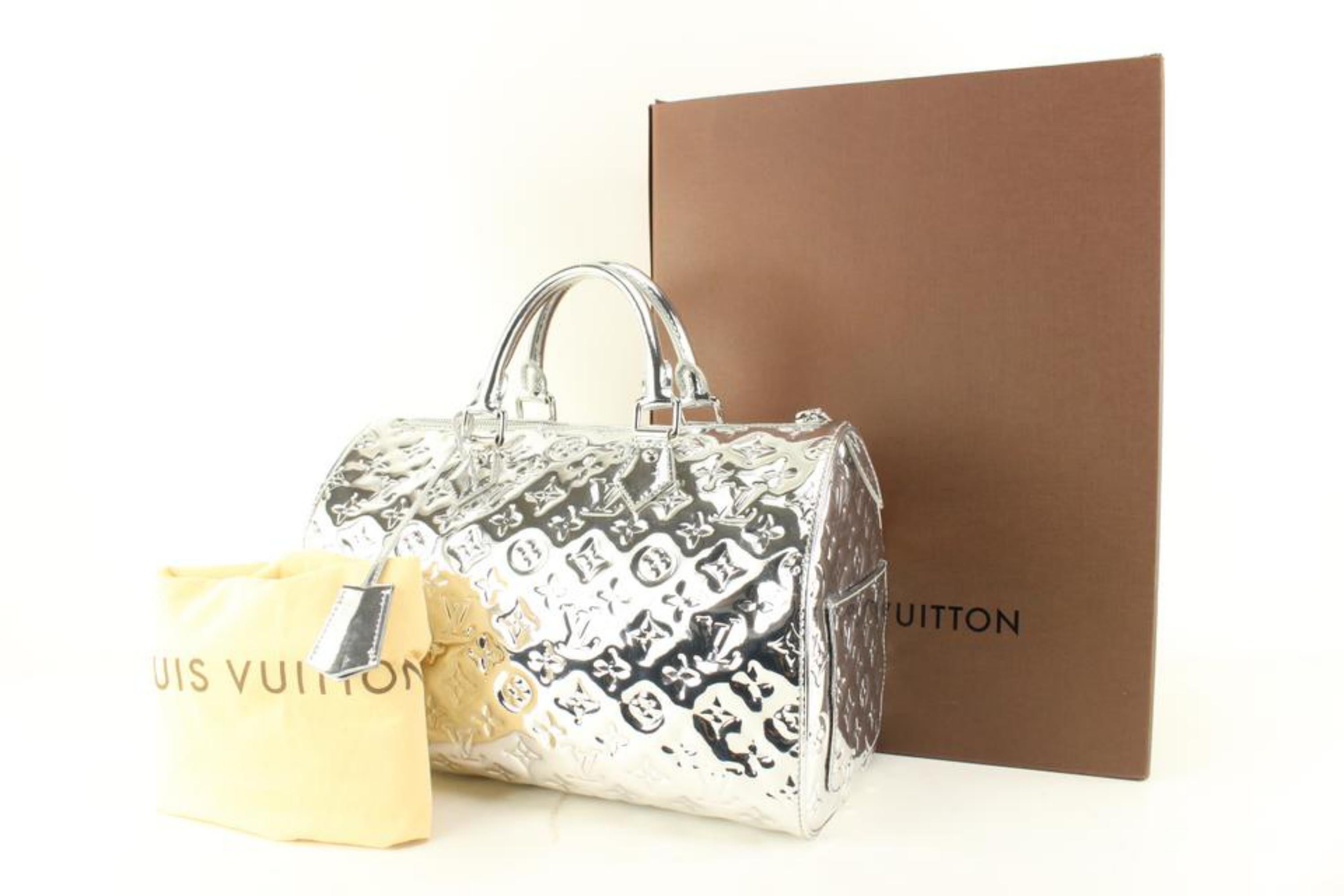 Louis Vuitton Ultra Rare Mint Silver Monogram Miroir Speedy 30 Mirror 76lz718s 4