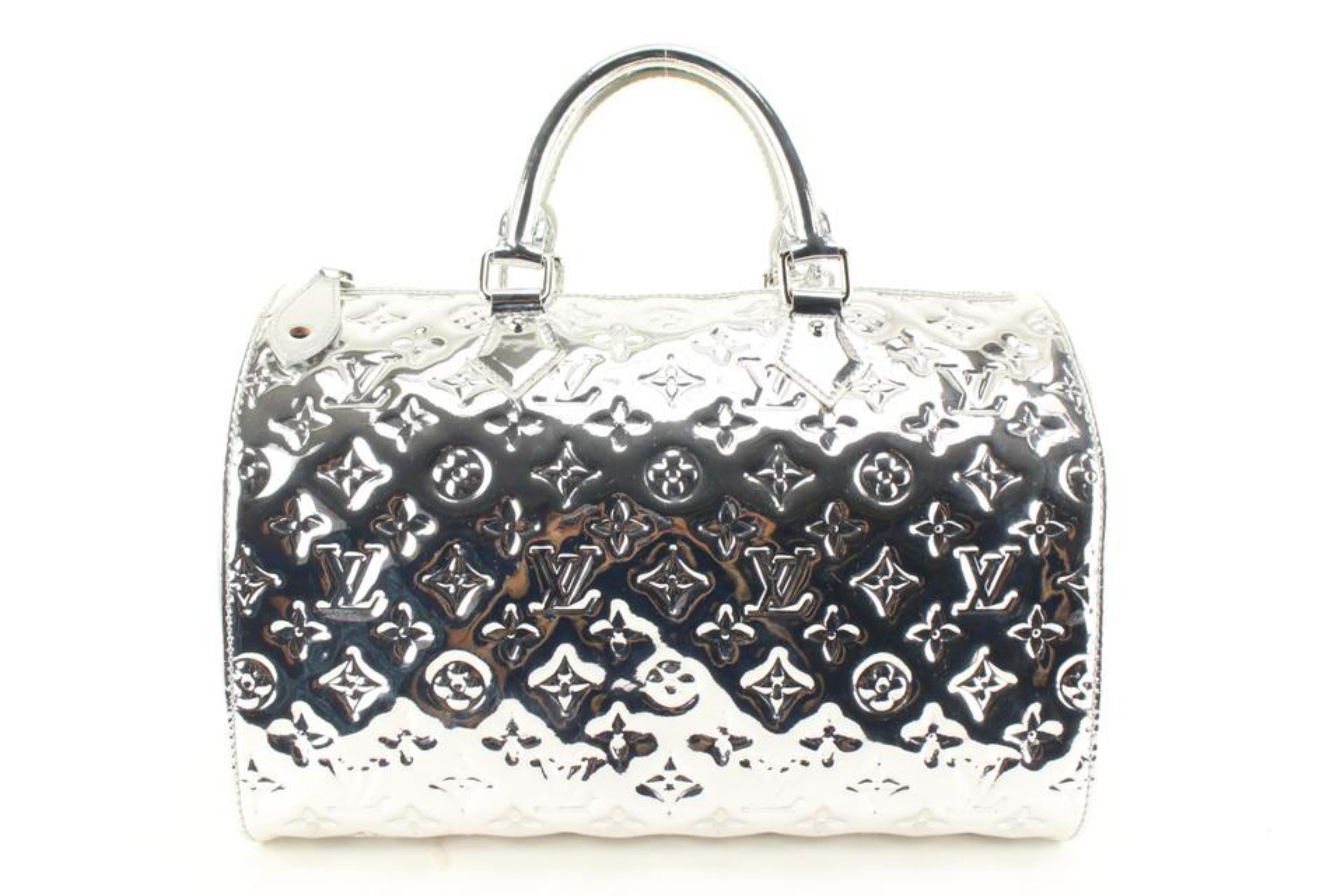Women's Louis Vuitton Ultra Rare Mint Silver Monogram Miroir Speedy 30 Mirror 76lz718s