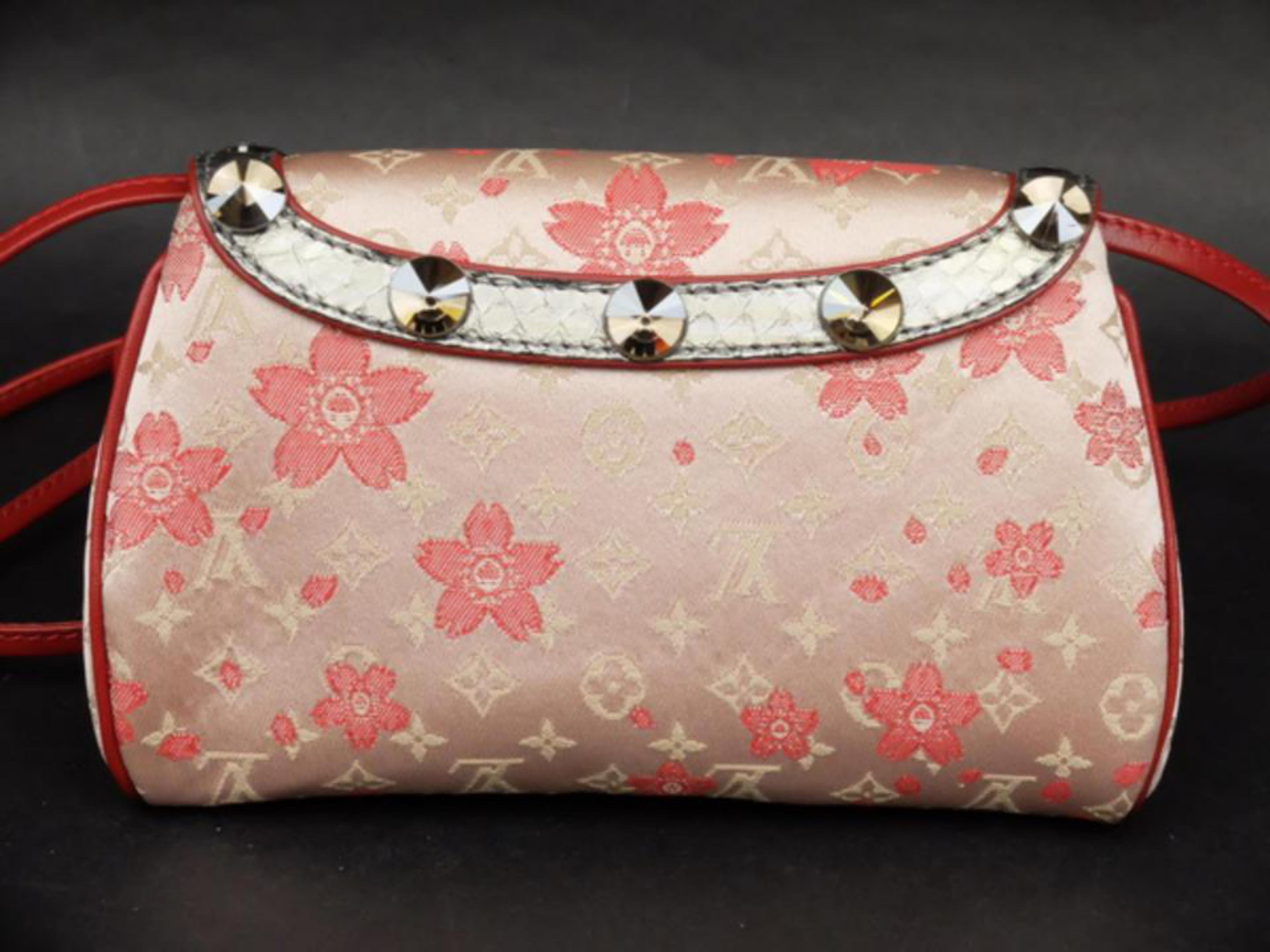 Louis Vuitton (Ultra Rare) Monogram Cherry Blossom Griotte 227924 Cross Body Bag In Excellent Condition For Sale In Forest Hills, NY