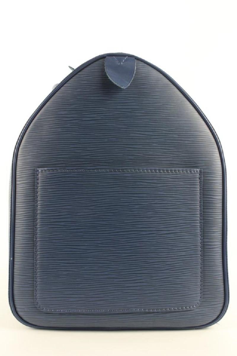 Women's Louis Vuitton Ultra Rare Navy Blue SHW Epi Leather Keepall 45 Duffle Bag 