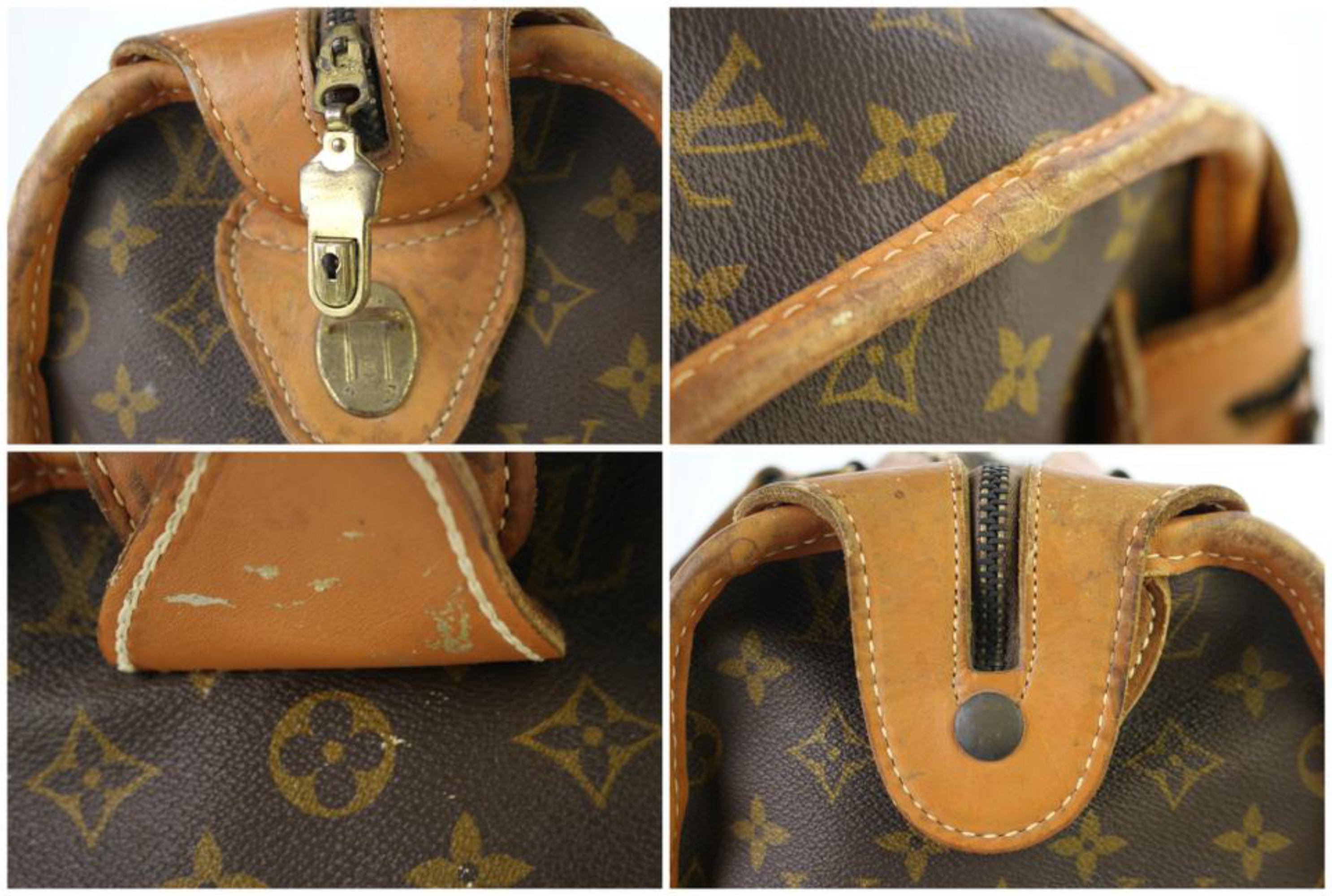 Louis Vuitton (Ultra Rare) Vintage 2lt922 Brown Coated Canvas Weekend/Travel Bag For Sale 3