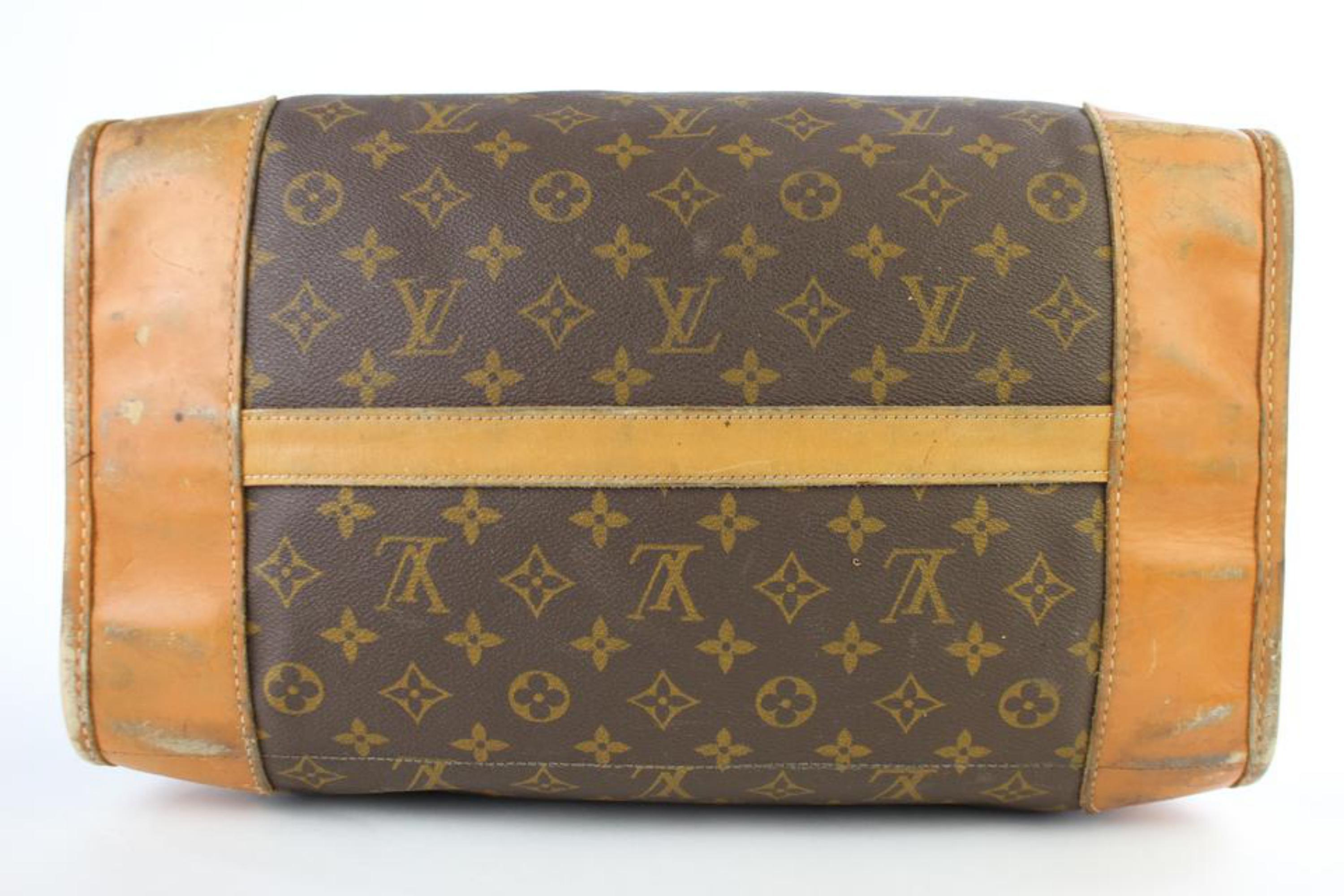 Louis Vuitton (Ultra Rare) Vintage 2lt922 Brown Coated Canvas Weekend/Travel Bag For Sale 4