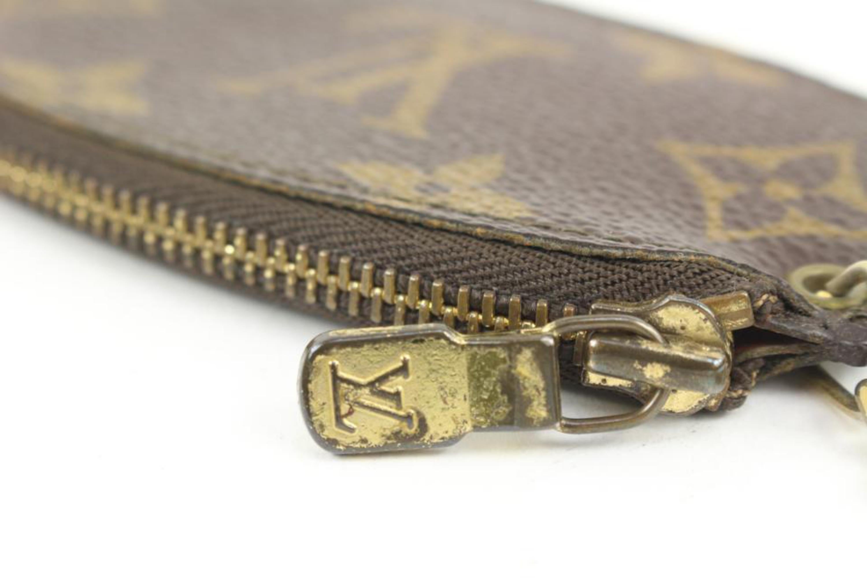 Black Louis Vuitton Ultra Rare Vintage Monogram Key Pouch Vintage Pochette Cles 15lv31 For Sale