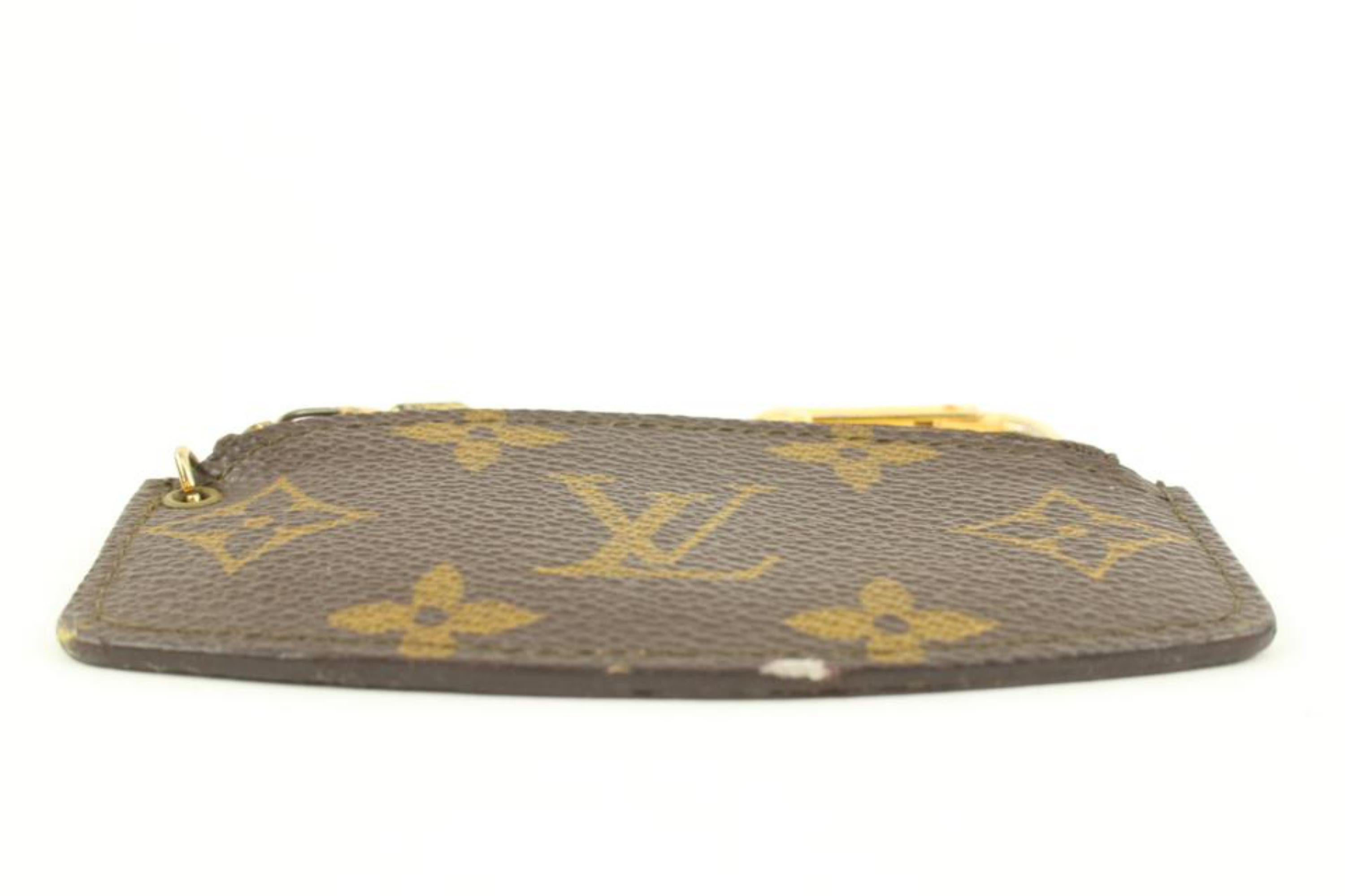 Louis Vuitton Ultra Rare Vintage Monogram Key Pouch Vintage Pochette Cles 15lv31 In Fair Condition For Sale In Dix hills, NY