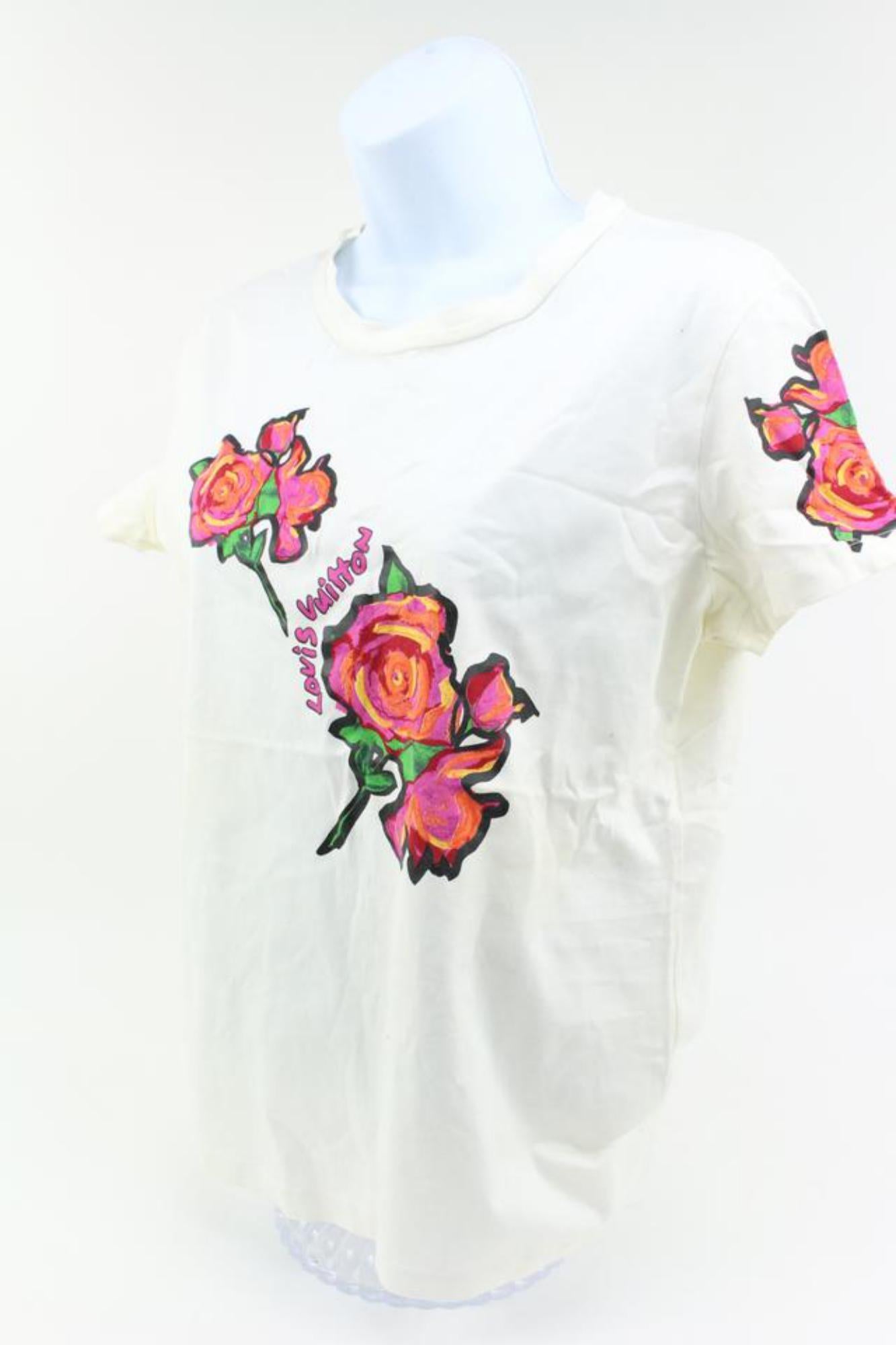 Louis Vuitton Ultra Rare Women's Small Runway Stephen Sprouse Roses T-Shirt 11lv34s
Made In: Italy
Measurements: Length:  19