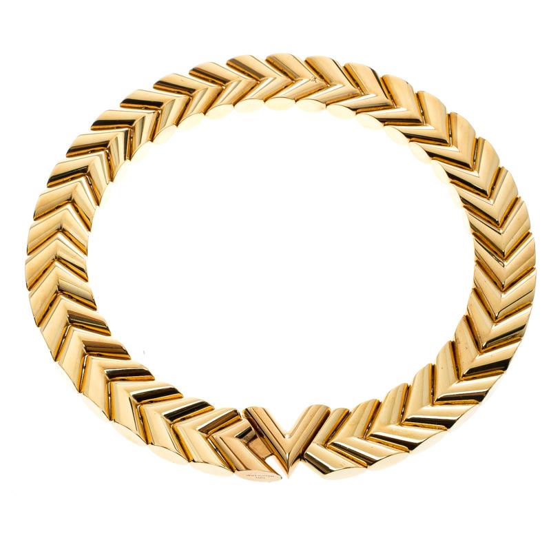 Louis Vuitton Unchain V Goldfarbene Choker-Halskette (Zeitgenössisch)