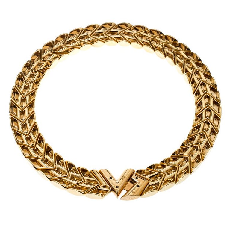 Louis Vuitton Unchain V Gold Tone Choker Necklace For Sale at 1stdibs