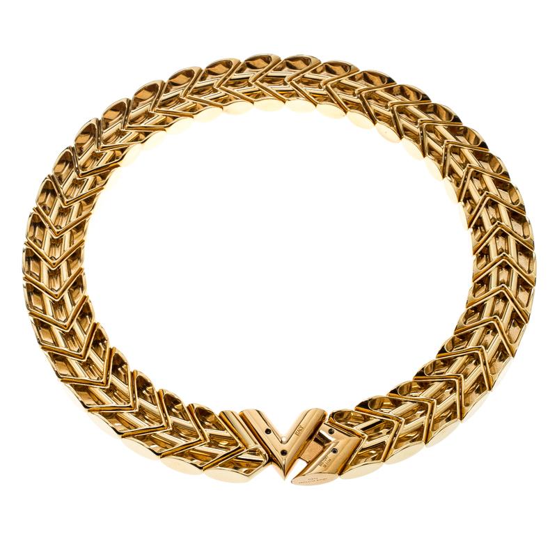 Louis Vuitton Unchain V Goldfarbene Choker-Halskette 2