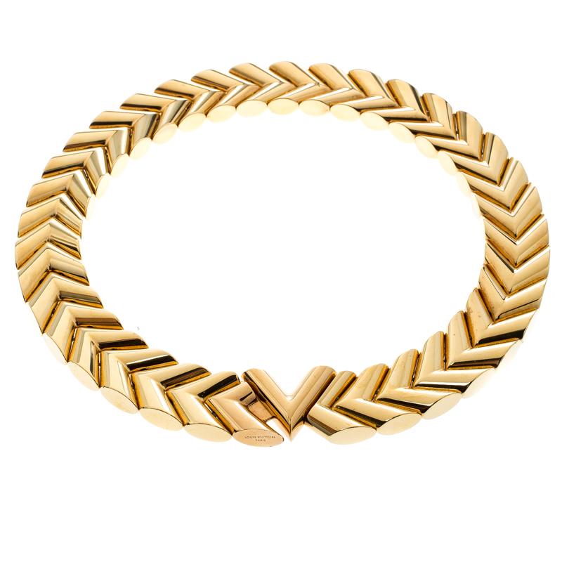 Louis Vuitton Unchain V Gold Tone Choker Necklace