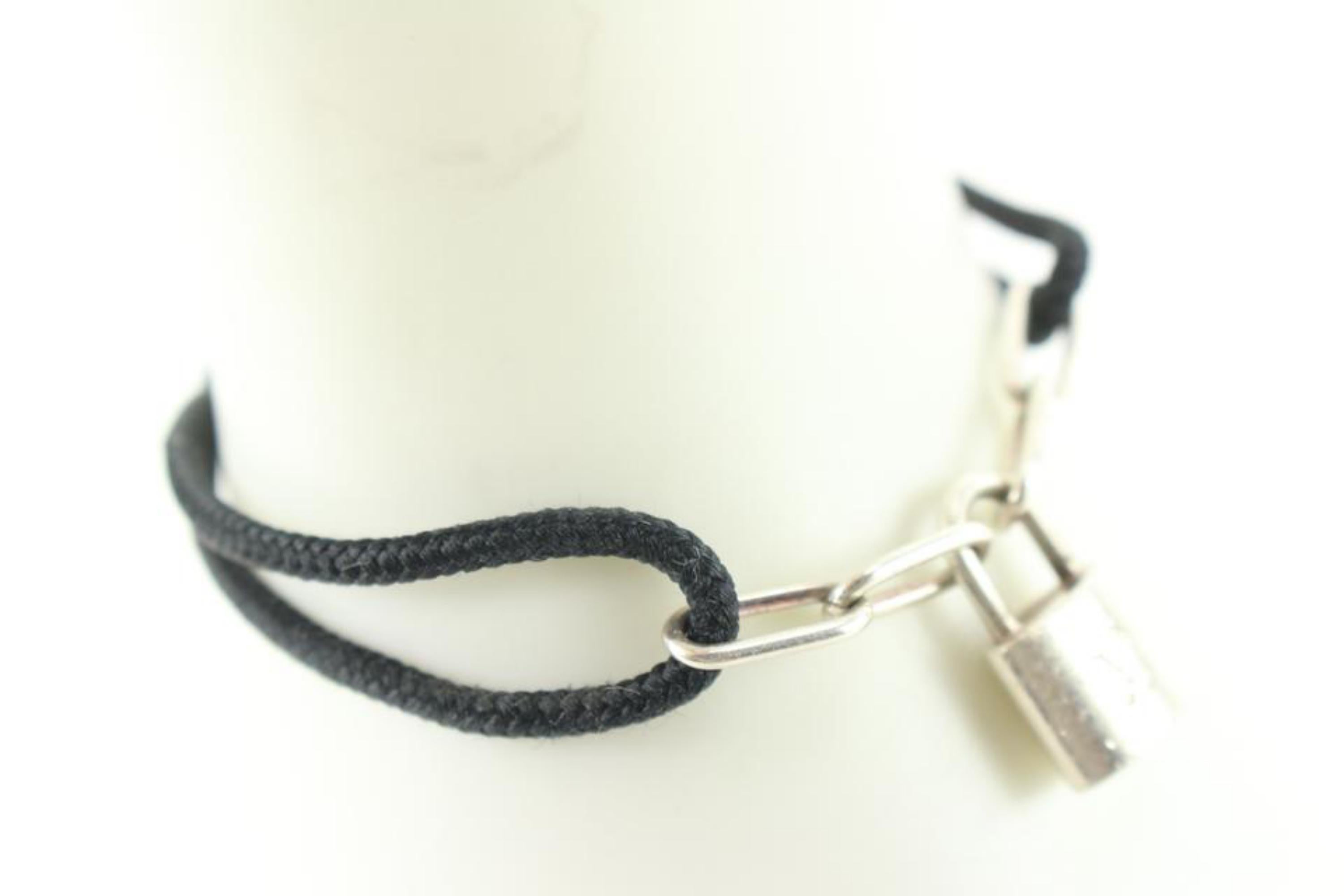 Louis Vuitton UNICEF Bracelet Silver Lockit Ag 925 A31466 Black Silk