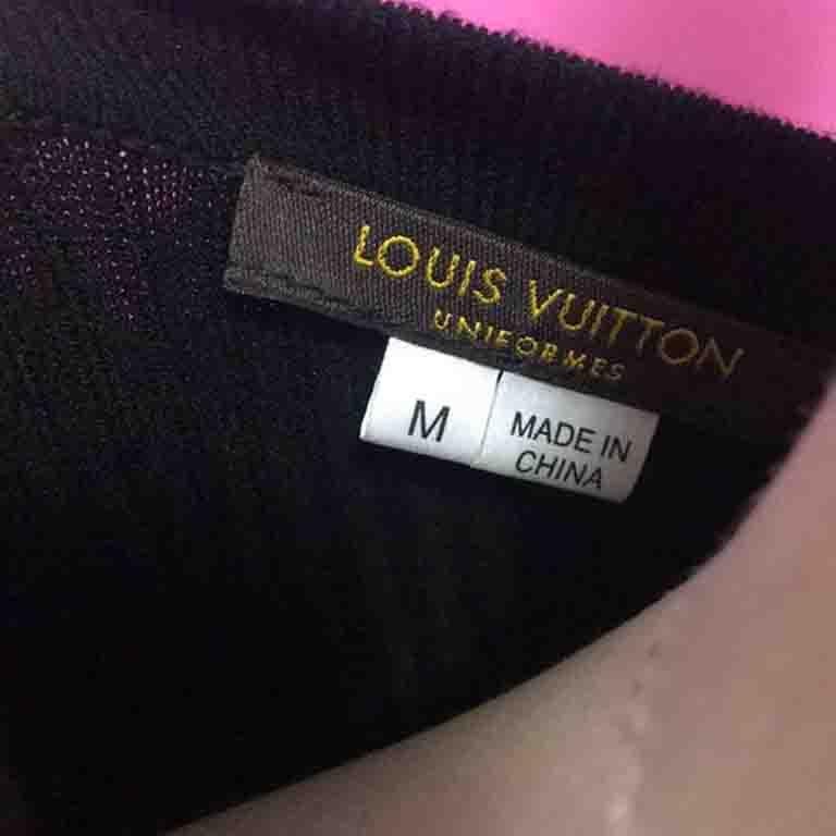 AUTH Louis Vuitton uniformes sz M black bomber style sweater women