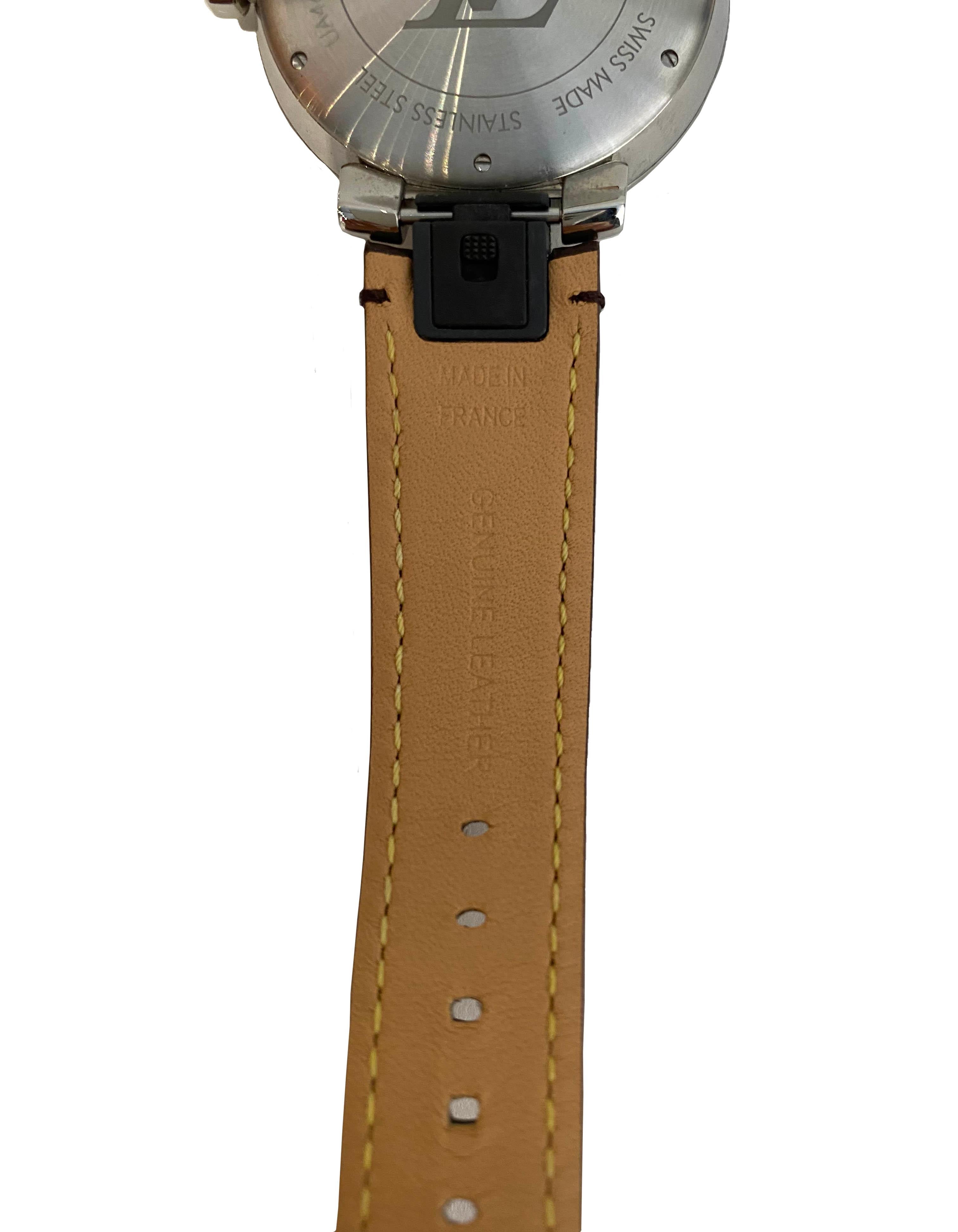 Louis Vuitton Unisex Tambour Slim Monogram Macassar 39 Watch 1