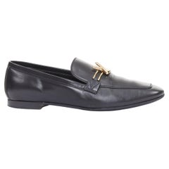LOUIS VUITTON Upper Case flat black lambskin gold LV bar flat loafers EU36.5