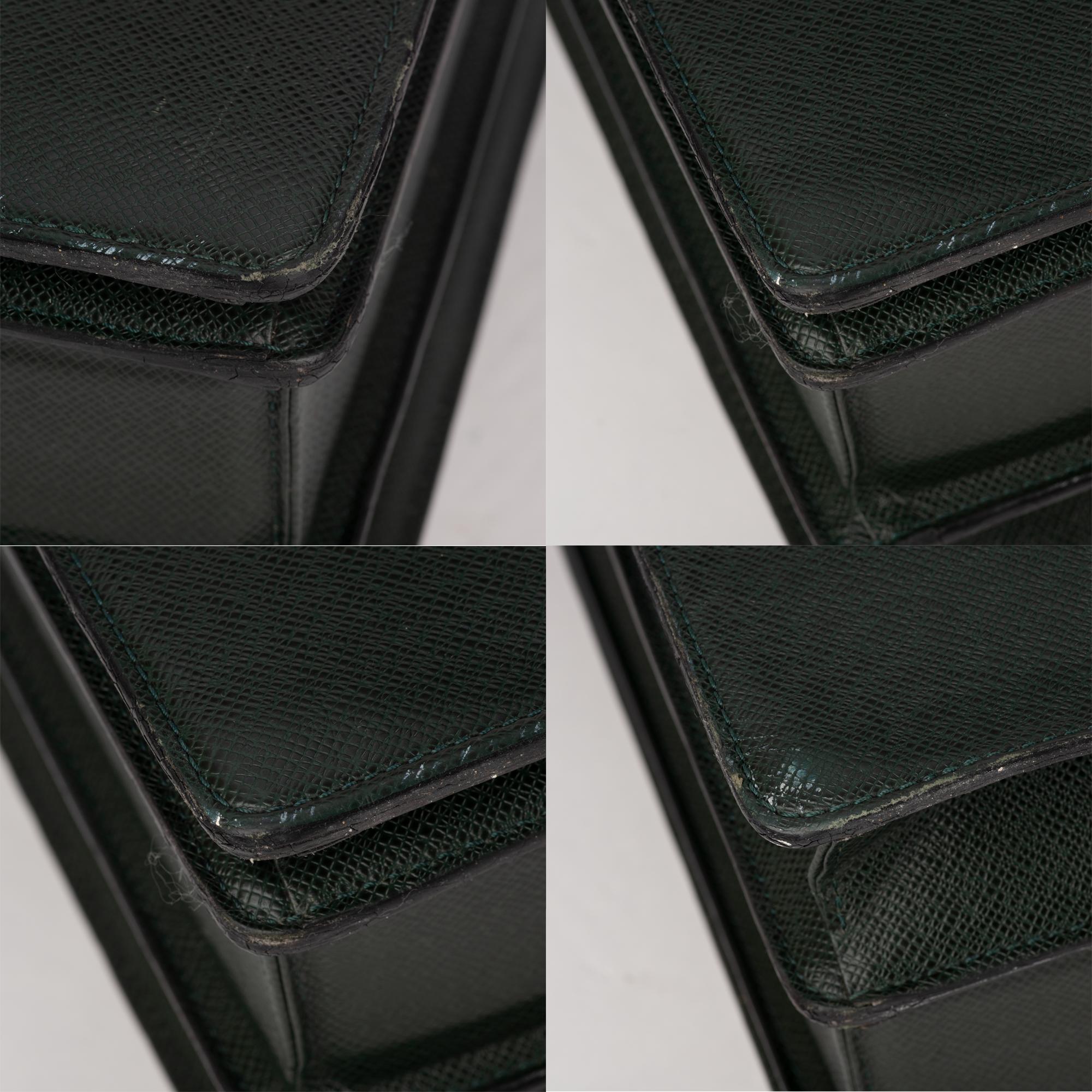 Men's Louis Vuitton Ural Pilot Case Green Taiga Leather Cartable