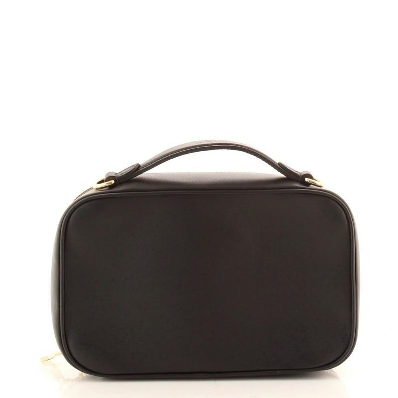 Black Louis Vuitton Utility Crossbody Bag Calfskin with Embossed Monogram Detai
