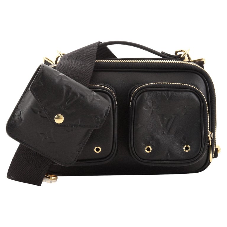 Louis Vuitton Monogram Embossed Leather Shoulder Messenger Bag Black