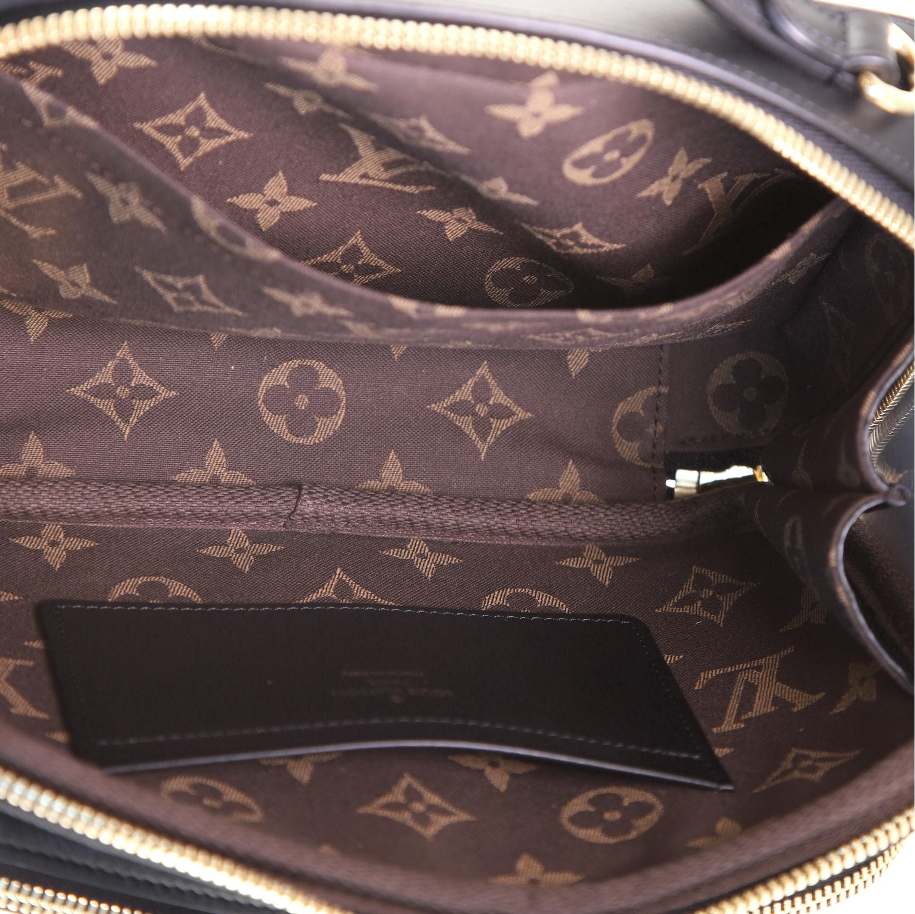 Black Louis Vuitton Utility Crossbody Bag Calfskin with Embossed Monogram Detail