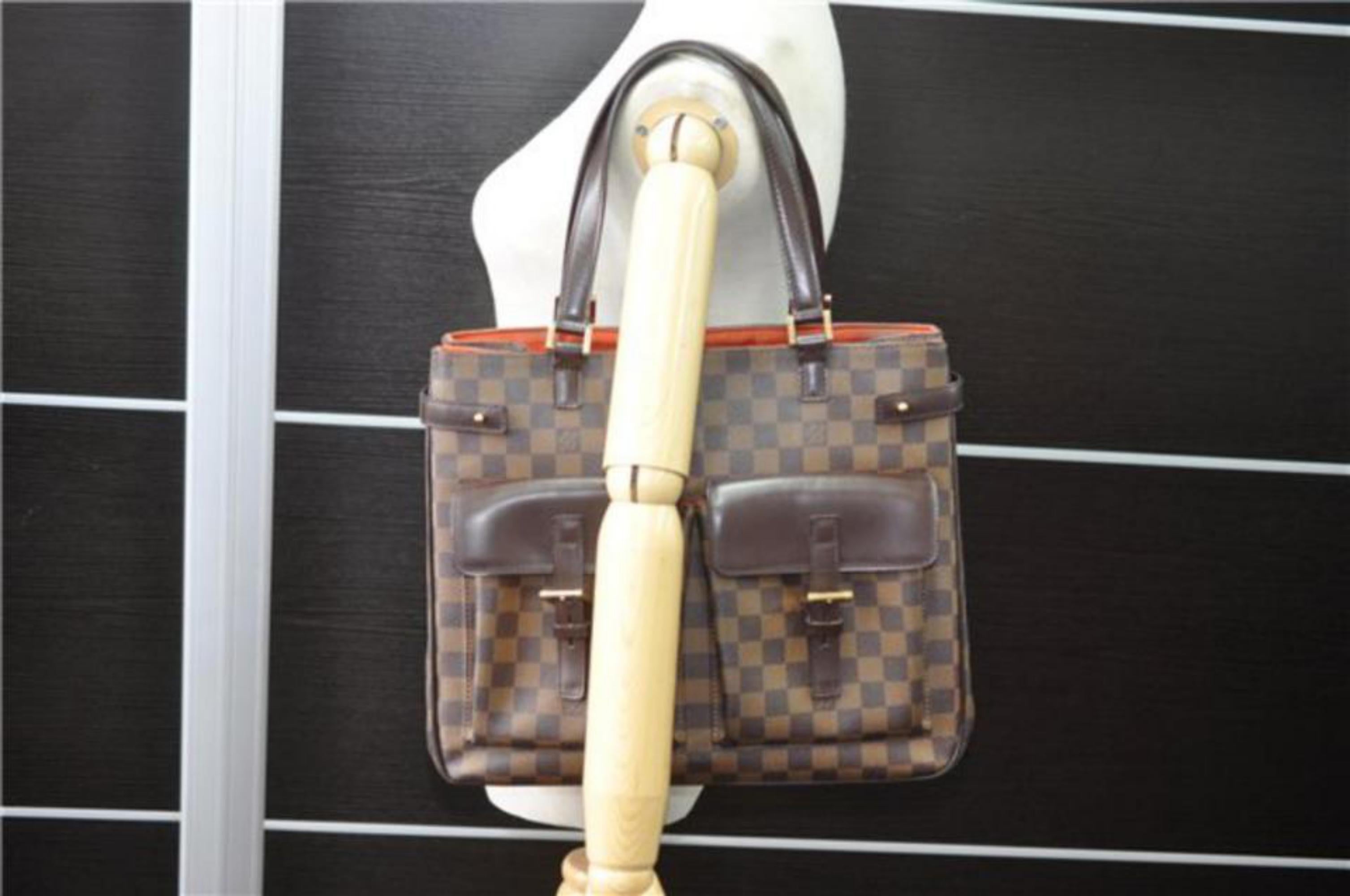 Louis Vuitton Uzes Damier Ebene Pocket Tote 866950 Brown Canvas Shoulder bag For Sale 2