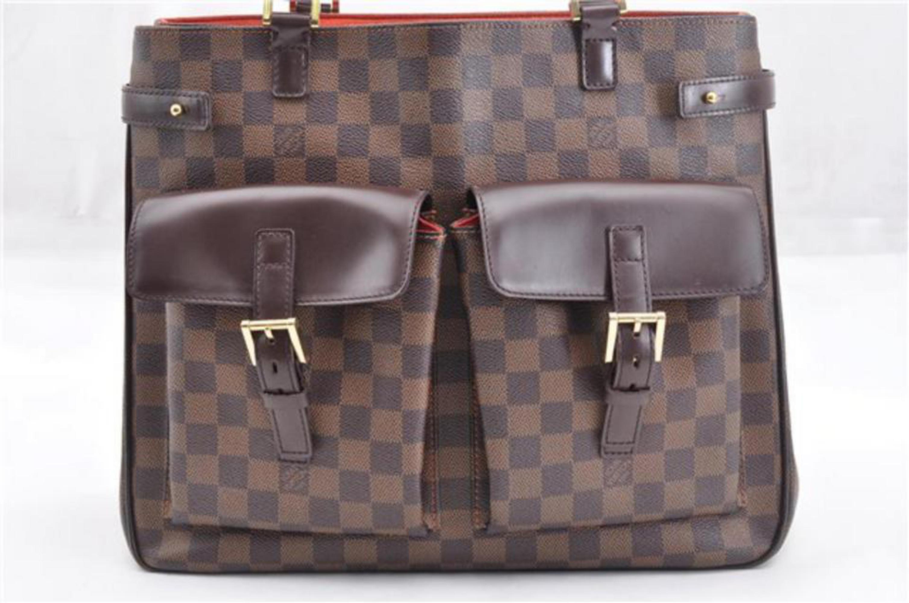 Louis Vuitton Uzes Damier Ebene Pocket Tote 866950 Brown Canvas Shoulder bag For Sale 4