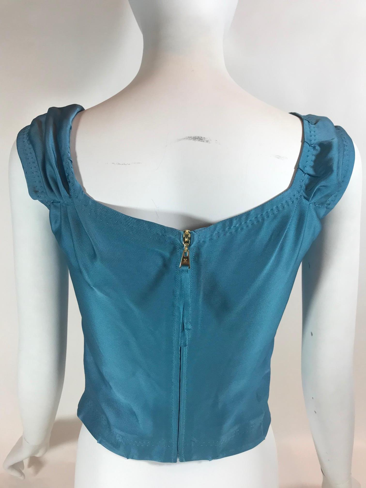 Blue Louis Vuitton V-Neck Sleeveless Top For Sale