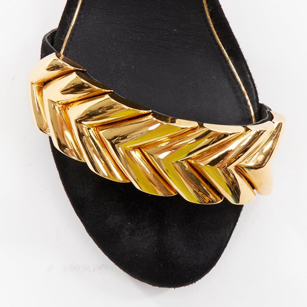 LOUIS VUITTON V Symphony schwarzes Wildleder goldene Hardware High Heel Sandalen EU38 im Angebot 1