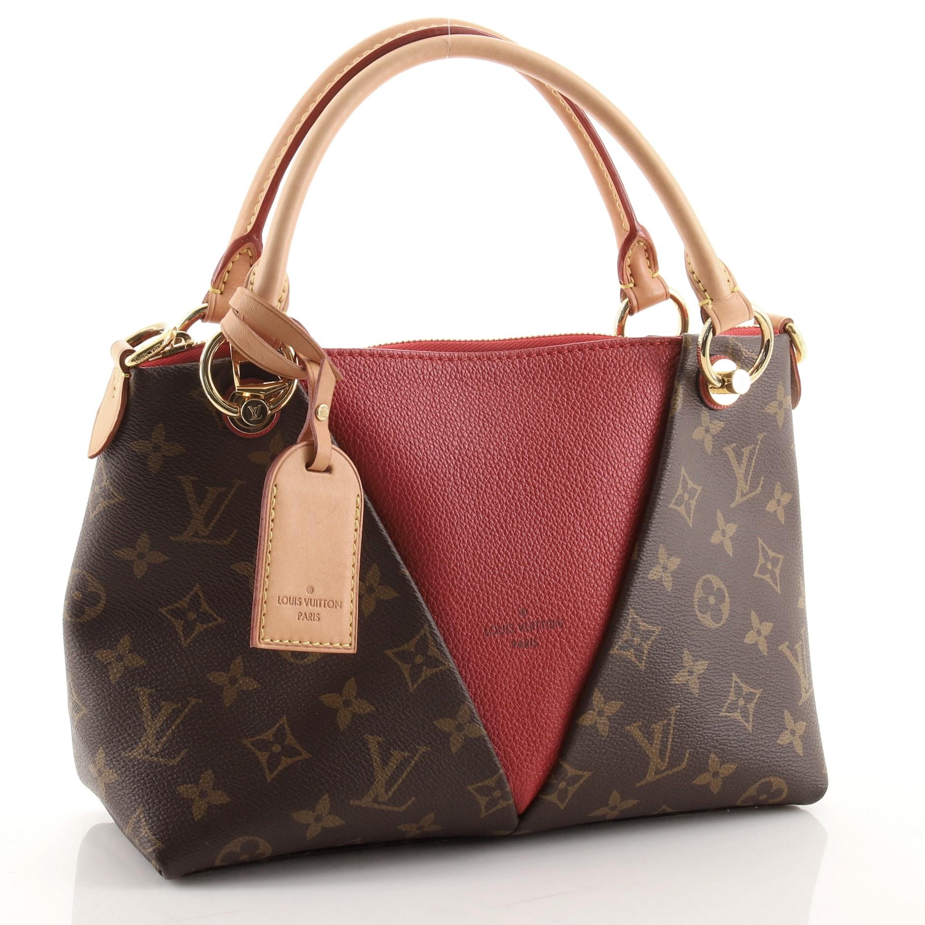 Brown Louis Vuitton V Tote Monogram Canvas and Leather BB