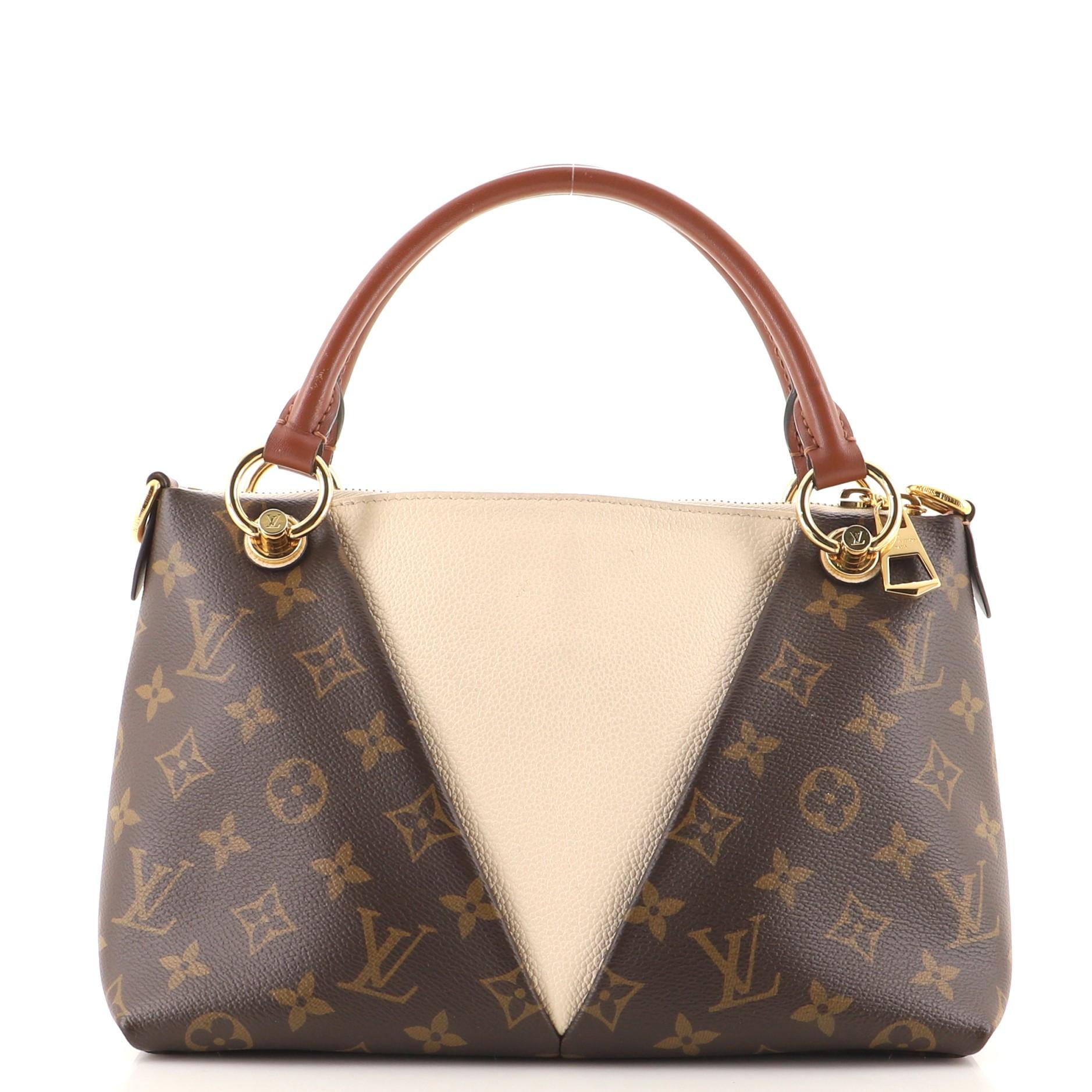 Brown Louis Vuitton V Tote Monogram Canvas and Leather BB