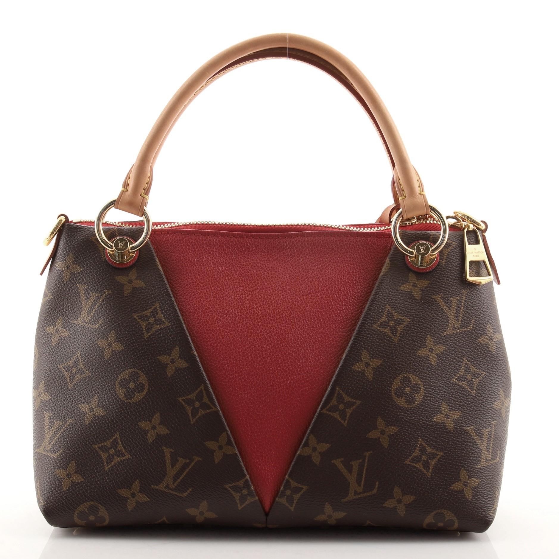 Louis Vuitton V Tote Monogram Canvas and Leather BB In Good Condition In NY, NY