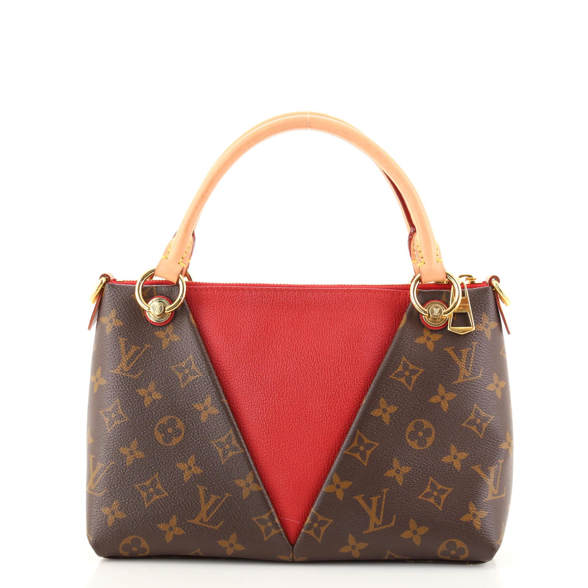 Louis Vuitton V Tote Monogram Canvas and Leather BB In Good Condition In NY, NY