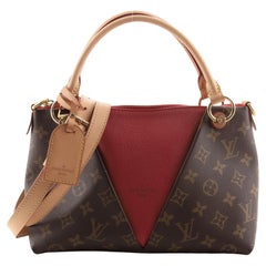 LOUIS VUITTON LOUIS VUITTON V tote MM 2way Bag M43957 Monogram canvas Brown  Red Used women LV M43957