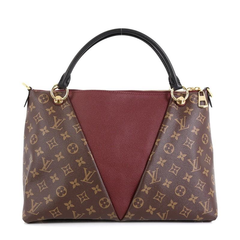 Brown Louis Vuitton V Tote Monogram Canvas and Leather MM