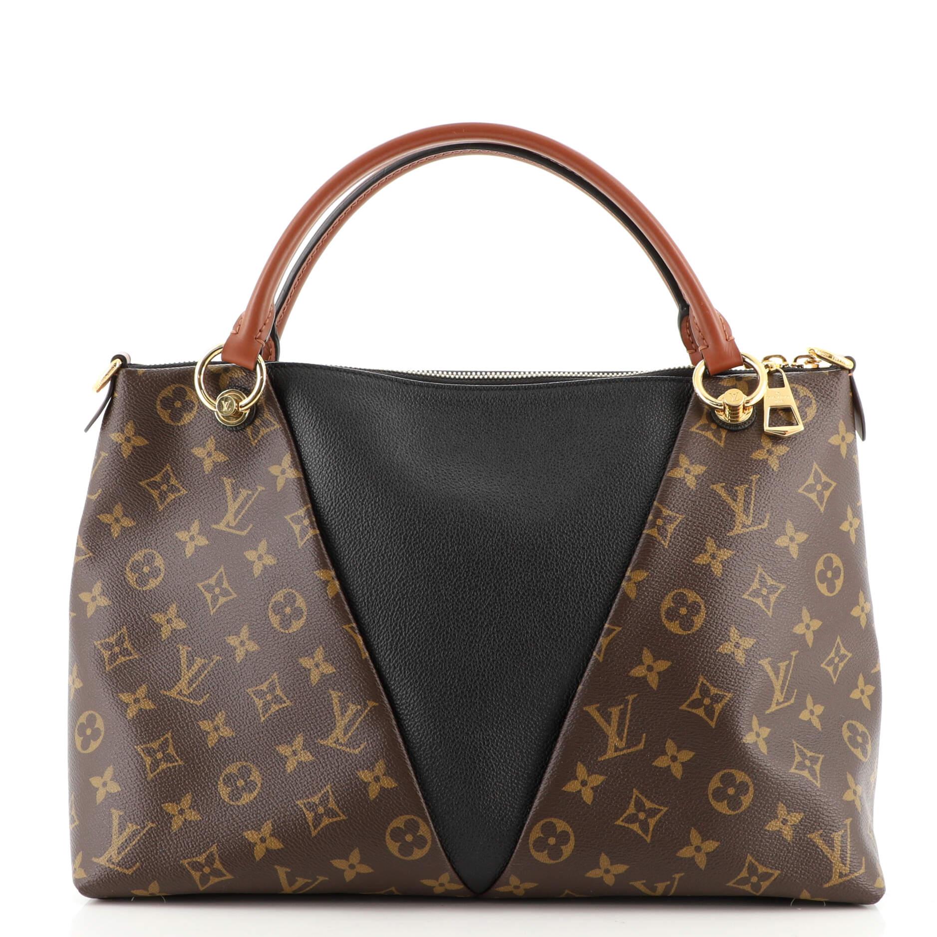 Black Louis Vuitton V Tote Monogram Canvas and Leather MM