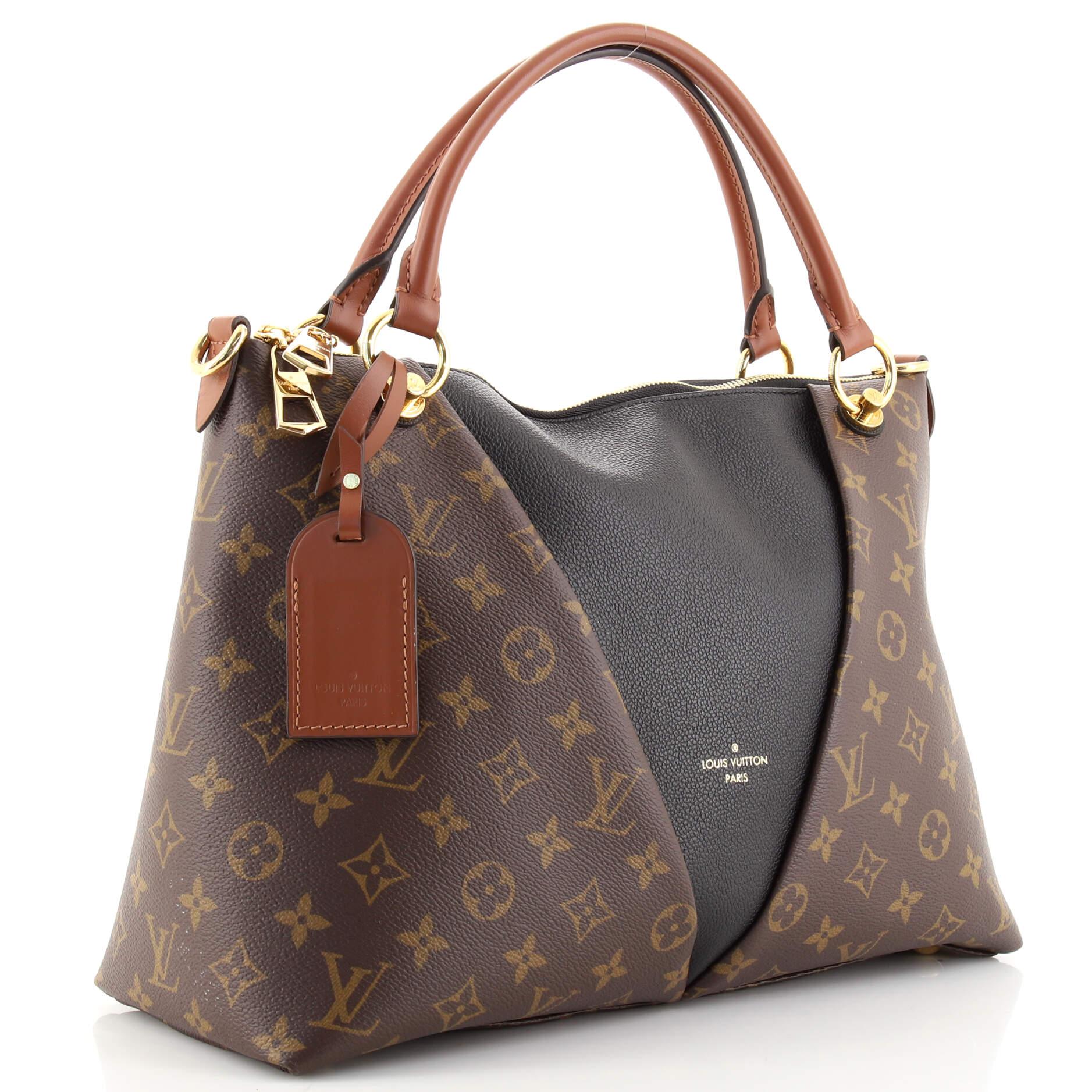 Brown Louis Vuitton V Tote Monogram Canvas and Leather MM