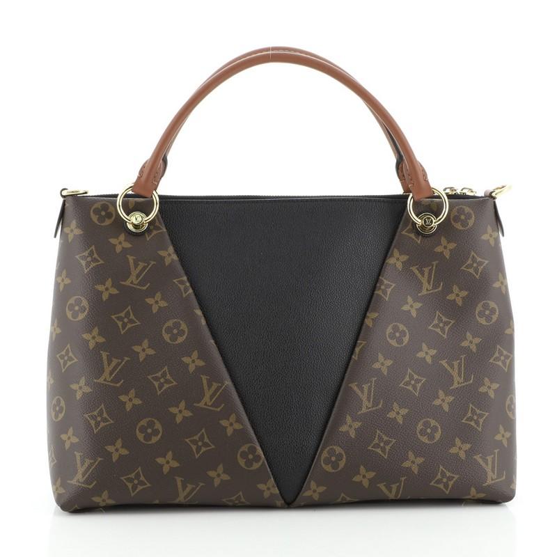 Louis Vuitton V Tote Monogram Canvas and Leather MM In Good Condition In NY, NY