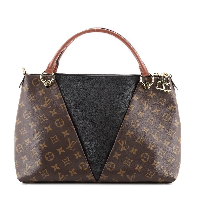 Louis Vuitton V Tote Monogram Canvas and Leather MM In Good Condition In NY, NY