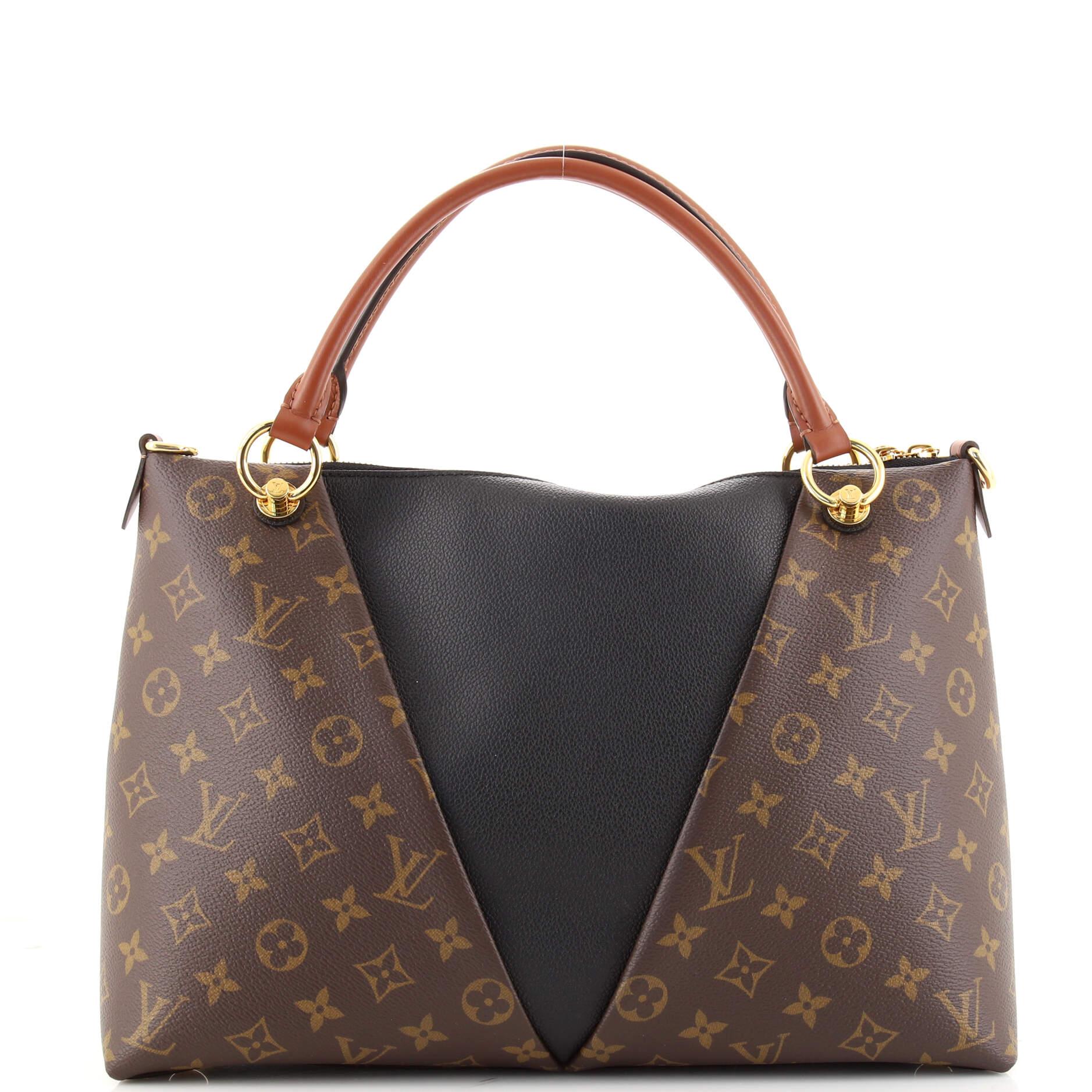 Louis Vuitton V Tote Monogram Canvas and Leather MM In Good Condition In NY, NY