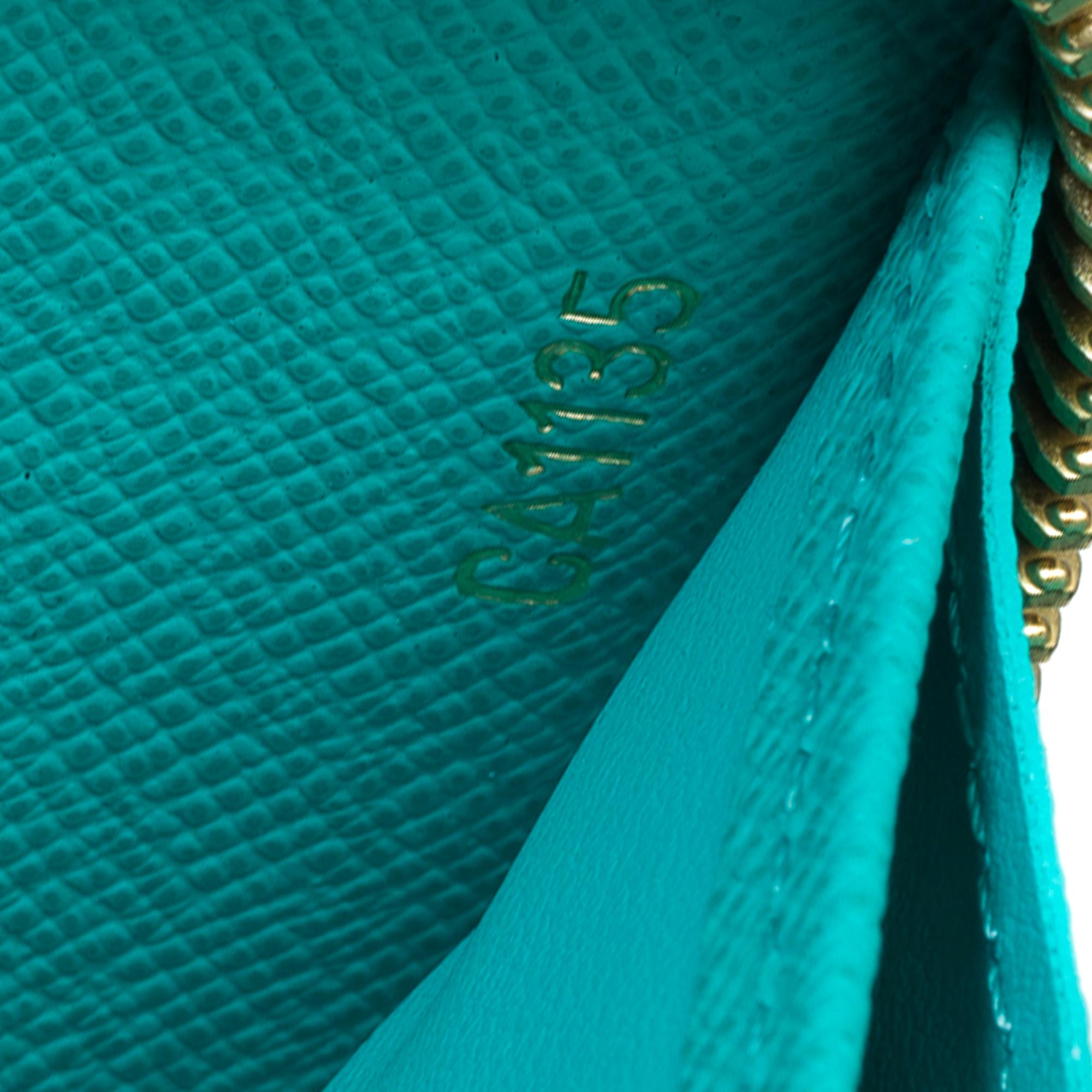 Louis Vuitton V Wallet in brown and Turquoise canvas Zippy Wallet, GHW For Sale 3
